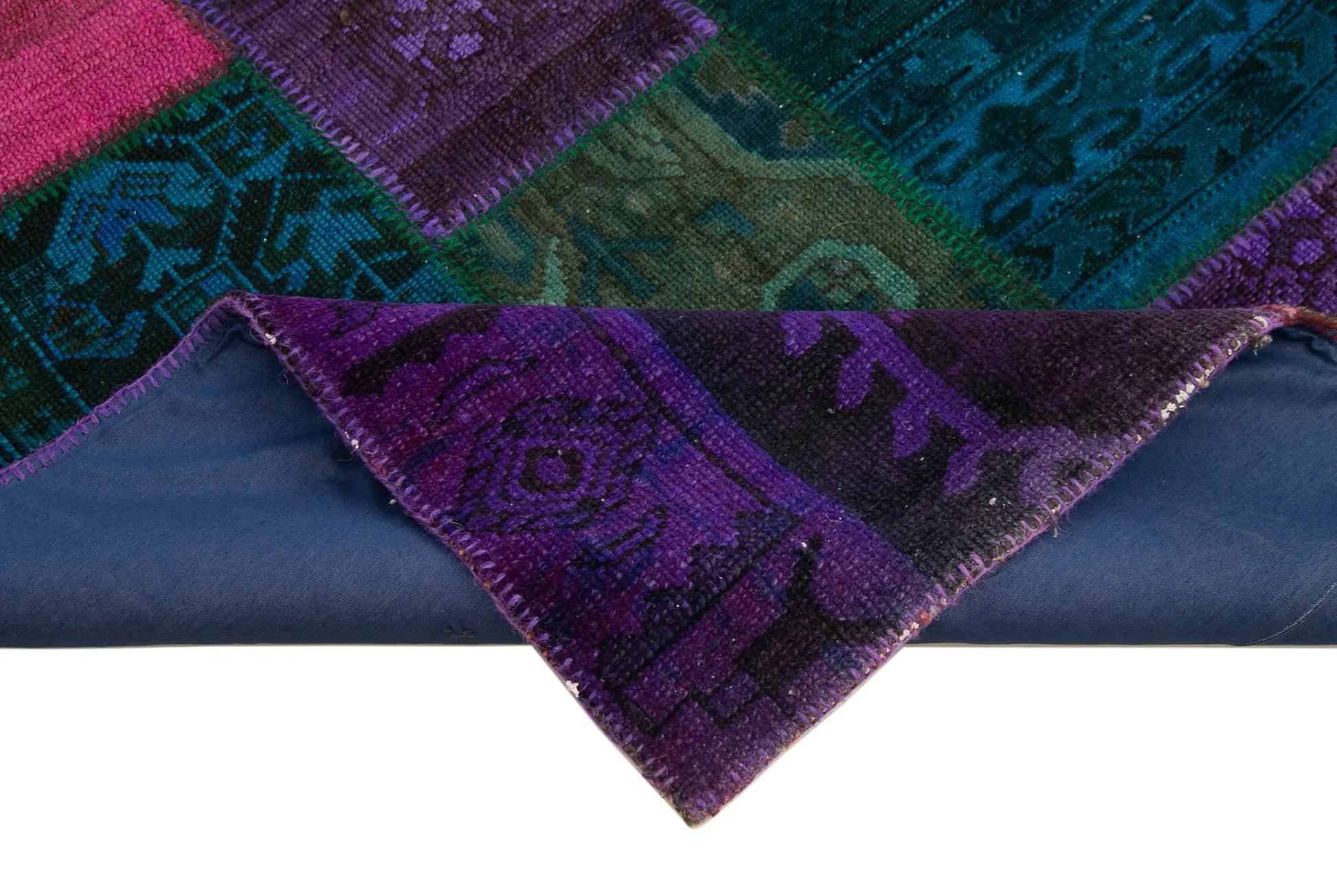 Kırk Yama Gri Patchwork Pamuk Yün El Dokuma Halısı 202x310 Agacan