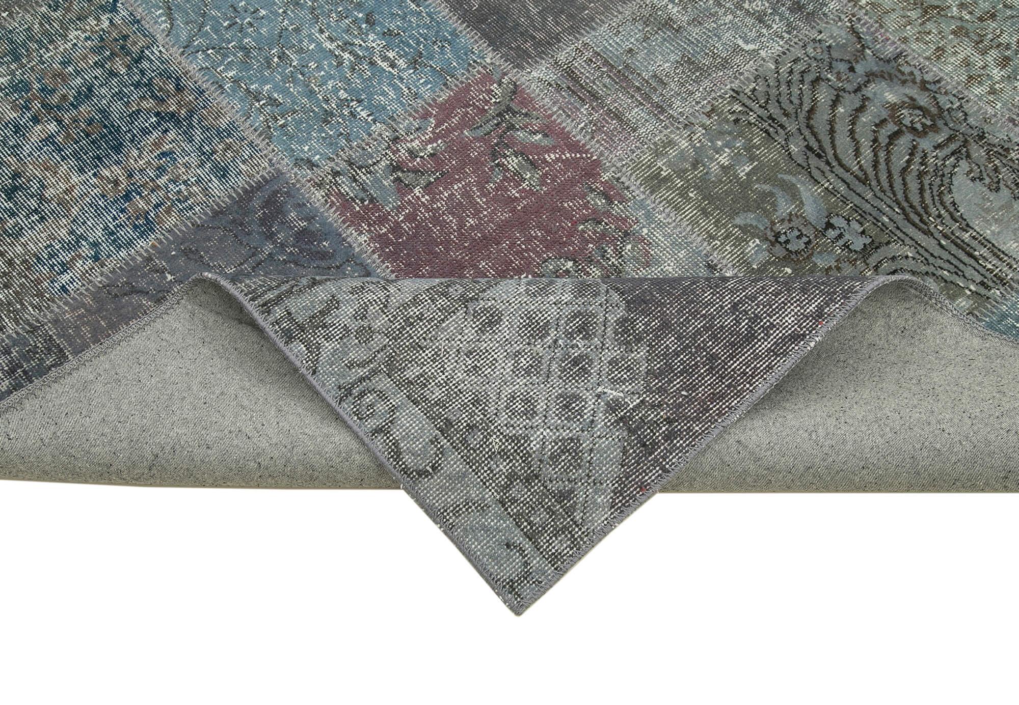 Kırk Yama Gri Patchwork Pamuk Yün El Dokuma Halısı 197x300 Agacan