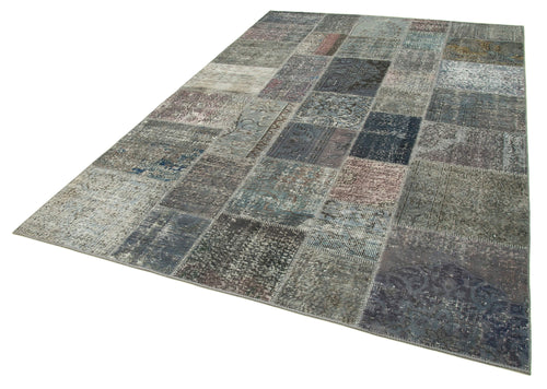 Kırk Yama Gri Patchwork Pamuk Yün El Dokuma Halısı 200x300 Agacan