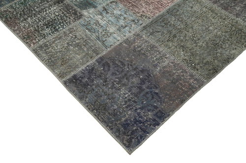 Kırk Yama Gri Patchwork Pamuk Yün El Dokuma Halısı 200x300 Agacan