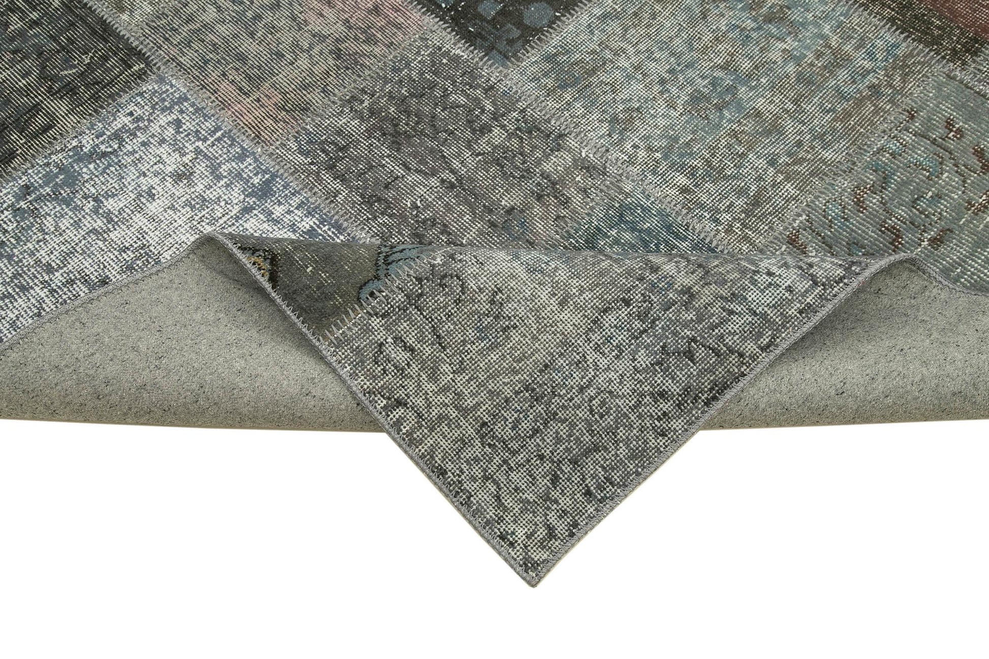 Kırk Yama Gri Patchwork Pamuk Yün El Dokuma Halısı 200x300 Agacan