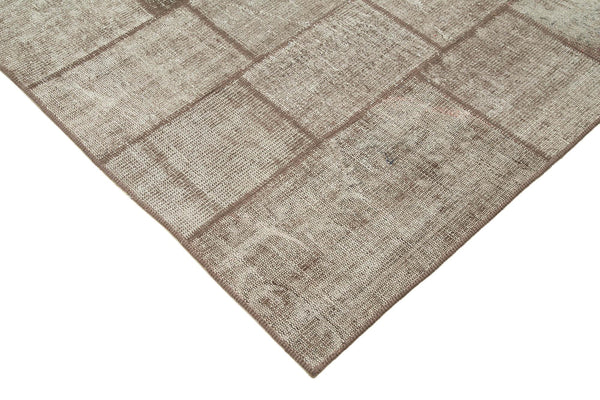 Kırk Yama Kahverengi Patchwork Pamuk Yün El Dokuma Halısı 202x297 Agacan