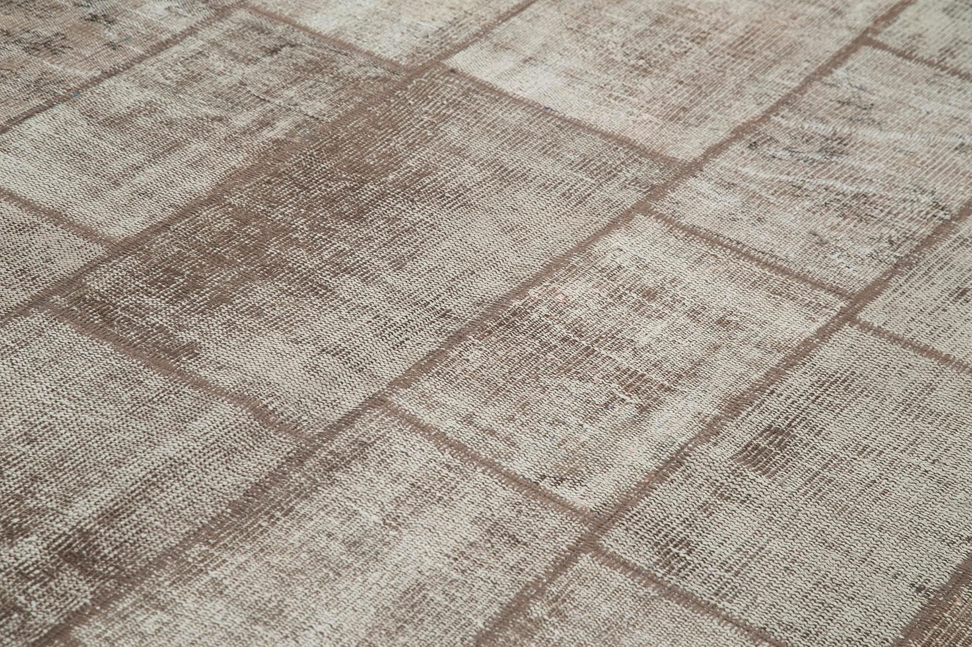 Kırk Yama Kahverengi Patchwork Pamuk Yün El Dokuma Halısı 202x297 Agacan