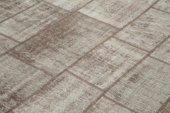 Kırk Yama Kahverengi Patchwork Pamuk Yün El Dokuma Halısı 202x297 Agacan