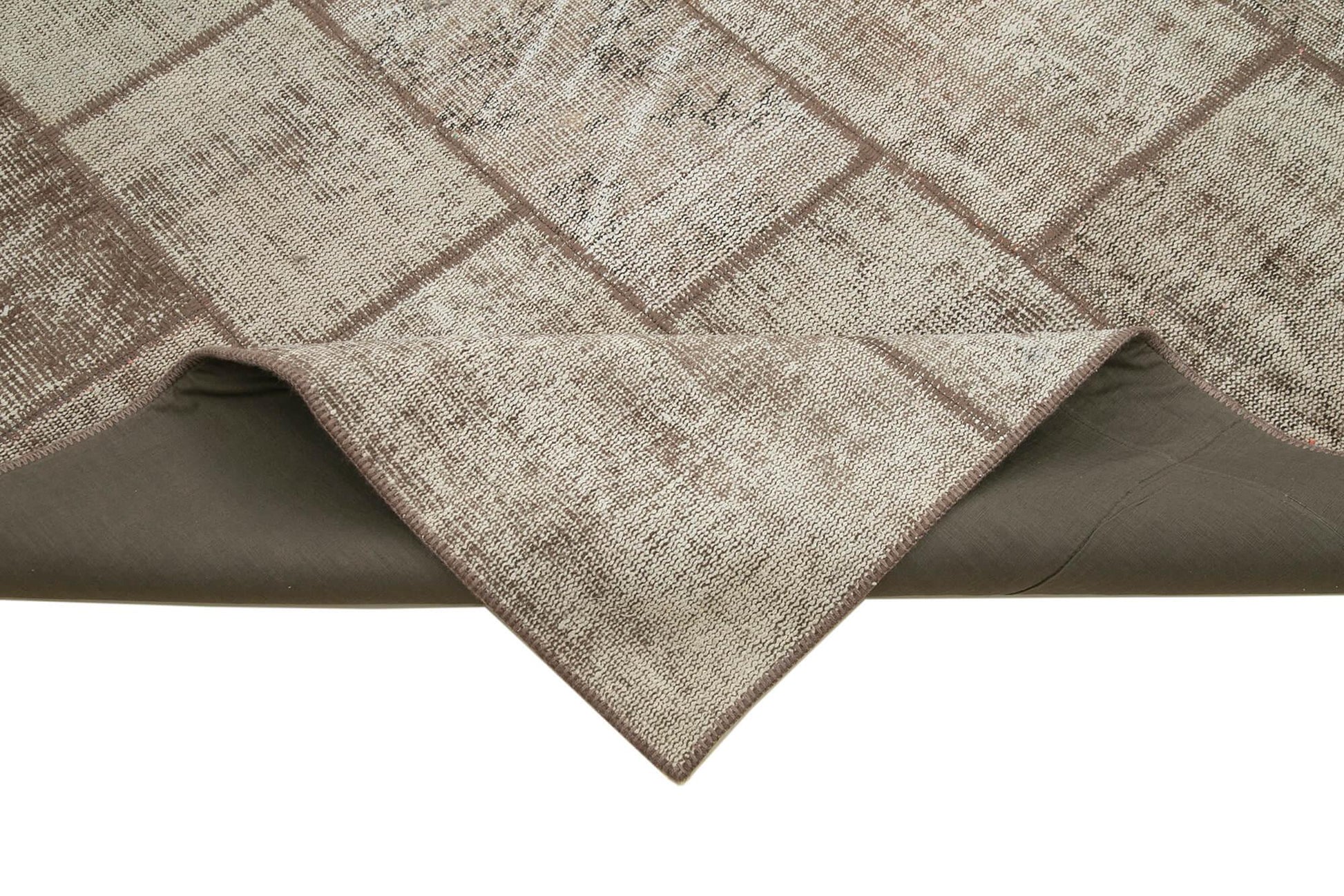 Kırk Yama Kahverengi Patchwork Pamuk Yün El Dokuma Halısı 202x297 Agacan