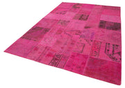 Kırk Yama Pembe Patchwork Pamuk Yün El Dokuma Halısı 203x302 Agacan