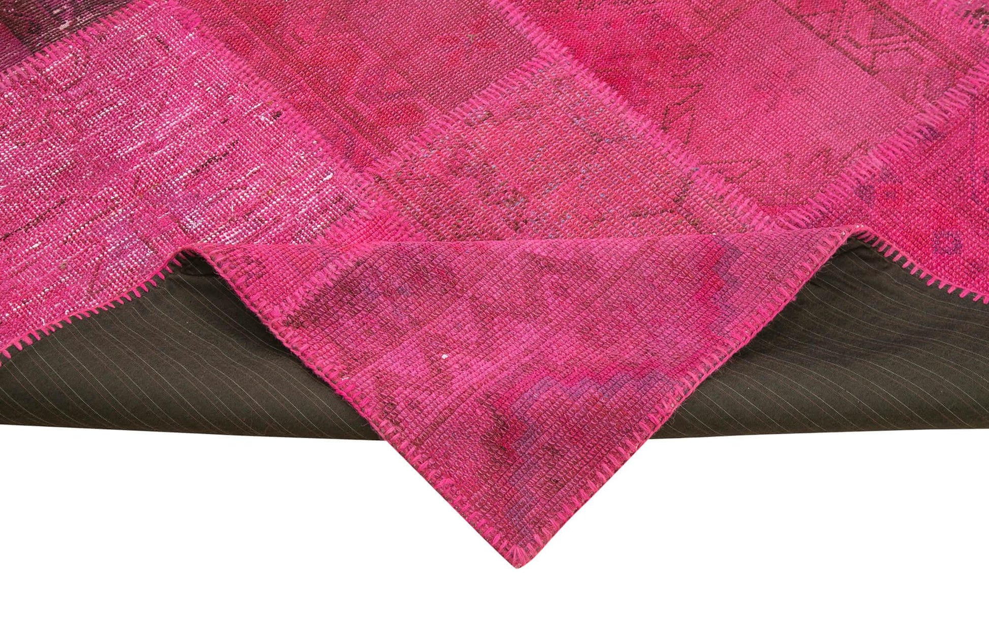 Kırk Yama Pembe Patchwork Pamuk Yün El Dokuma Halısı 203x302 Agacan