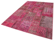 Kırk Yama Pembe Patchwork Pamuk Yün El Dokuma Halısı 186x288 Agacan