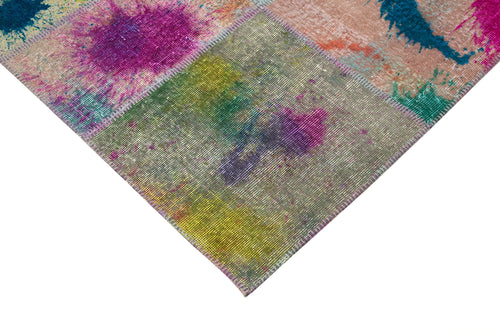 Kırk Yama Gri Patchwork Pamuk Yün El Dokuma Halısı 204x300 Agacan