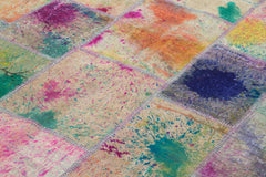 Kırk Yama Gri Patchwork Pamuk Yün El Dokuma Halısı 204x300 Agacan