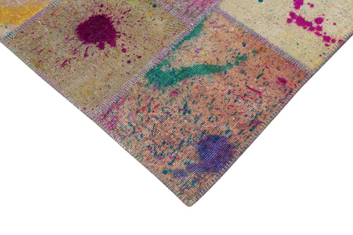 Kırk Yama Gri Patchwork Pamuk Yün El Dokuma Halısı 200x301 Agacan