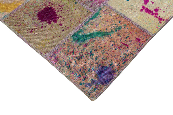 Kırk Yama Gri Patchwork Pamuk Yün El Dokuma Halısı 200x301 Agacan