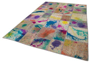 Kırk Yama Gri Patchwork Pamuk Yün El Dokuma Halısı 203x303 Agacan