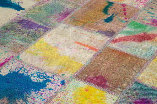 Kırk Yama Gri Patchwork Pamuk Yün El Dokuma Halısı 203x303 Agacan