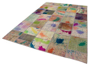 Kırk Yama Gri Patchwork Pamuk Yün El Dokuma Halısı 198x300 Agacan