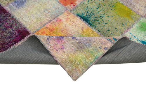 Kırk Yama Gri Patchwork Pamuk Yün El Dokuma Halısı 198x300 Agacan