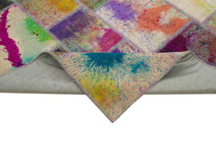 Kırk Yama Gri Patchwork Pamuk Yün El Dokuma Halısı 204x308 Agacan