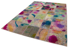 Kırk Yama Gri Patchwork Pamuk Yün El Dokuma Halısı 205x300 Agacan