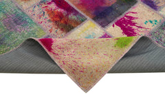 Kırk Yama Gri Patchwork Pamuk Yün El Dokuma Halısı 205x300 Agacan