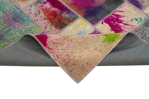 Kırk Yama Gri Patchwork Pamuk Yün El Dokuma Halısı 205x300 Agacan