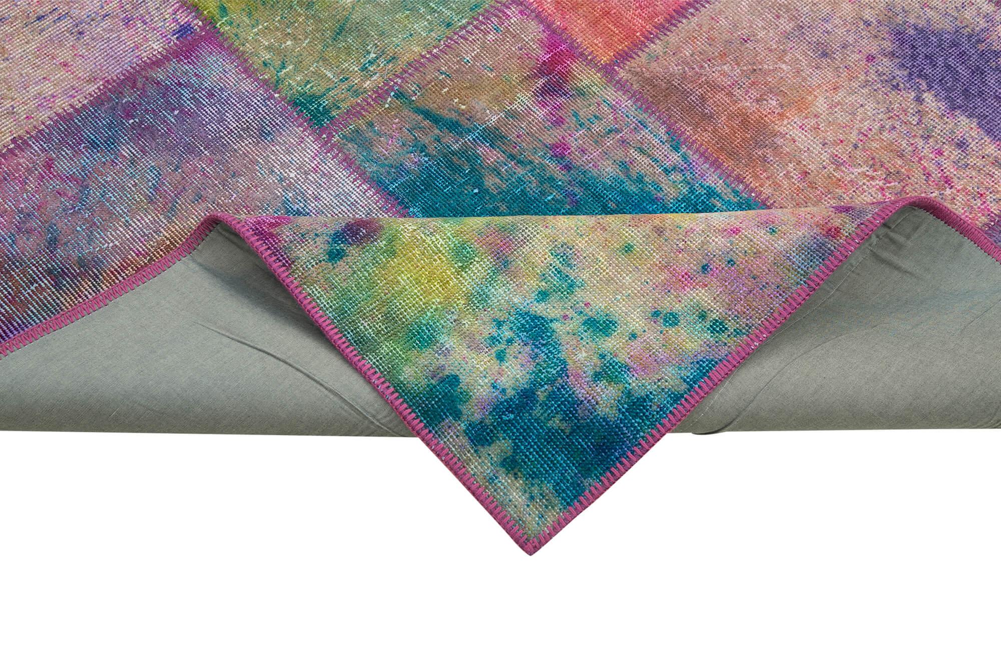 Kırk Yama Gri Patchwork Pamuk Yün El Dokuma Halısı 198x300 Agacan