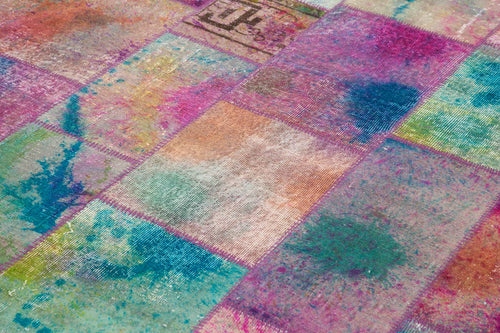 Kırk Yama Gri Patchwork Pamuk Yün El Dokuma Halısı 197x300 Agacan