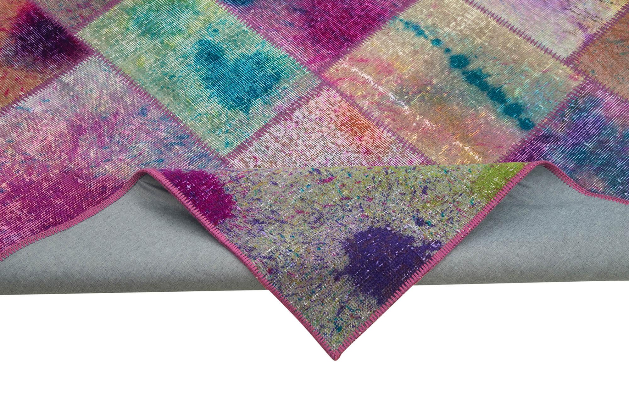 Kırk Yama Gri Patchwork Pamuk Yün El Dokuma Halısı 197x300 Agacan