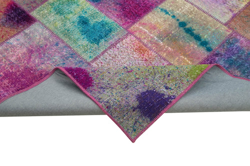 Kırk Yama Gri Patchwork Pamuk Yün El Dokuma Halısı 197x300 Agacan