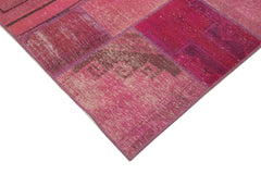 Kırk Yama Pembe Patchwork Pamuk Yün El Dokuma Halısı 196x299 Agacan
