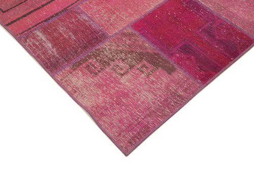 Kırk Yama Pembe Patchwork Pamuk Yün El Dokuma Halısı 196x299 Agacan
