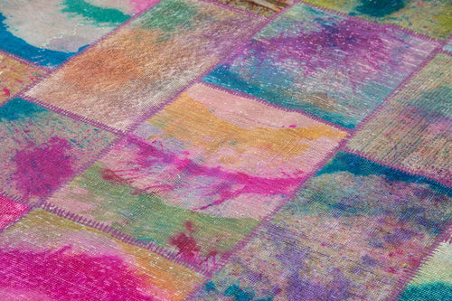 Kırk Yama Gri Patchwork Pamuk Yün El Dokuma Halısı 199x298 Agacan