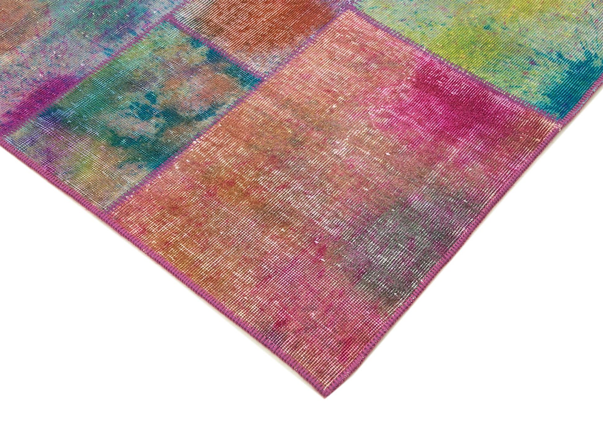 Kırk Yama Gri Patchwork Pamuk Yün El Dokuma Halısı 197x299 Agacan