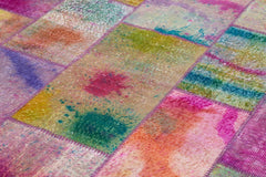 Kırk Yama Gri Patchwork Pamuk Yün El Dokuma Halısı 197x299 Agacan