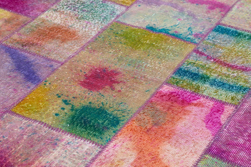 Kırk Yama Gri Patchwork Pamuk Yün El Dokuma Halısı 197x299 Agacan