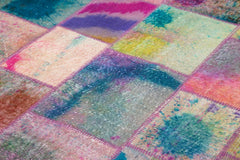 Kırk Yama Gri Patchwork Pamuk Yün El Dokuma Halısı 198x299 Agacan