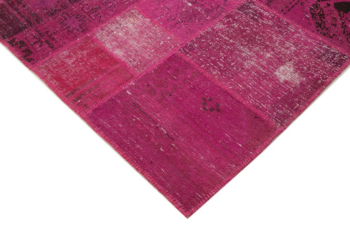 Kırk Yama Pembe Patchwork Pamuk Yün El Dokuma Halısı 200x306 Agacan