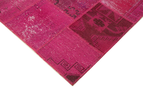 Kırk Yama Pembe Patchwork Pamuk Yün El Dokuma Halısı 198x302 Agacan
