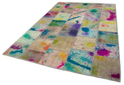 Kırk Yama Gri Patchwork Pamuk Yün El Dokuma Halısı 200x303 Agacan