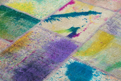 Kırk Yama Gri Patchwork Pamuk Yün El Dokuma Halısı 200x303 Agacan