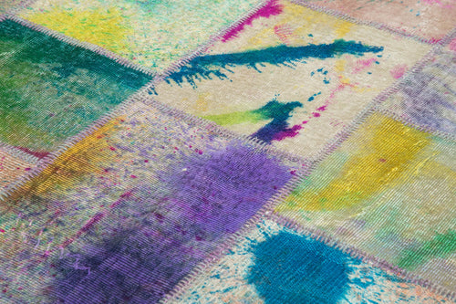 Kırk Yama Gri Patchwork Pamuk Yün El Dokuma Halısı 200x303 Agacan