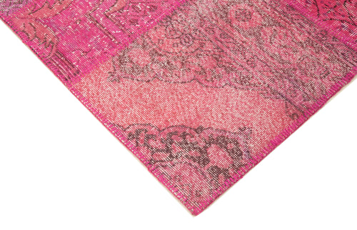 Kırk Yama Pembe Patchwork Pamuk Yün El Dokuma Halısı 200x302 Agacan