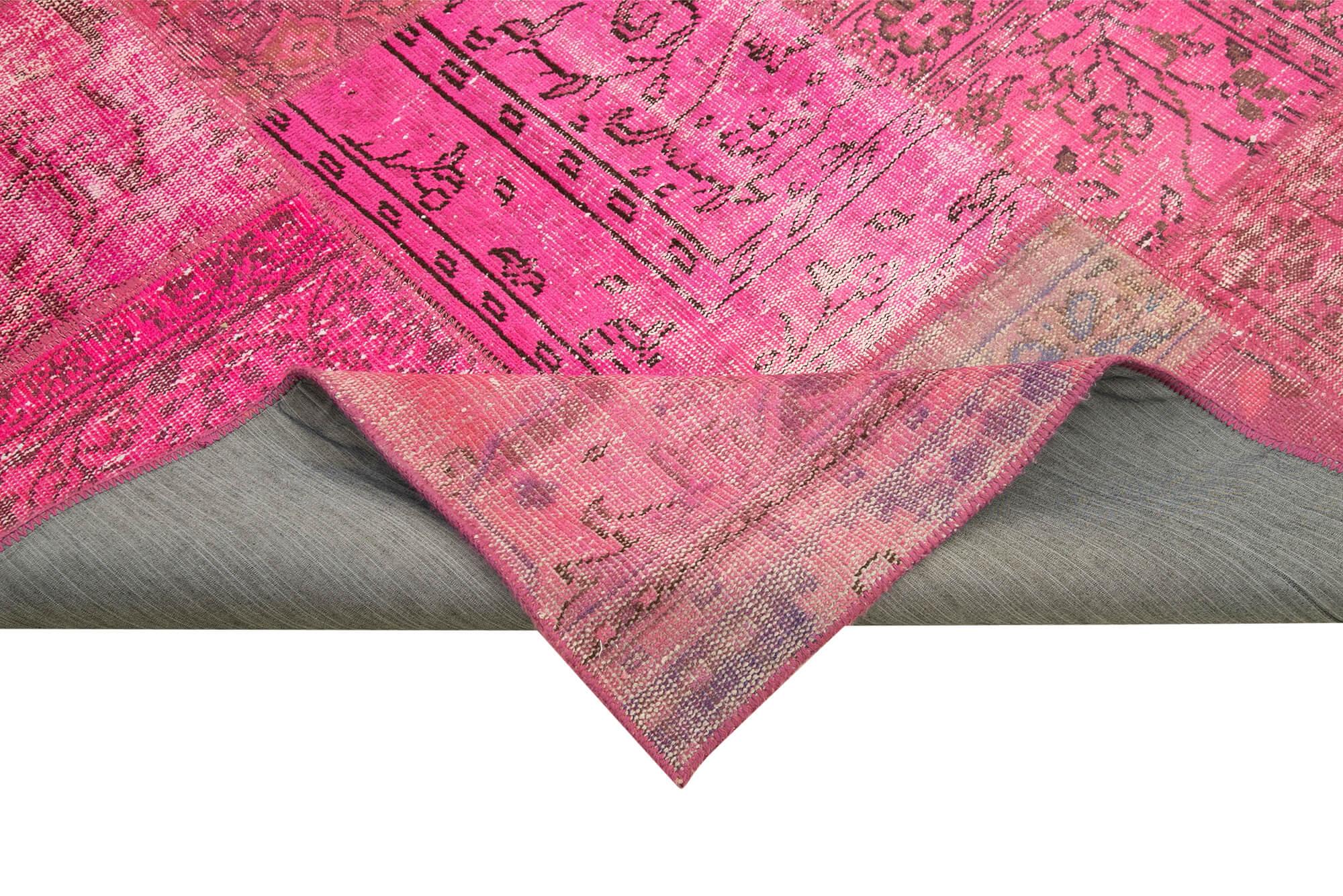 Kırk Yama Pembe Patchwork Pamuk Yün El Dokuma Halısı 208x314 Agacan