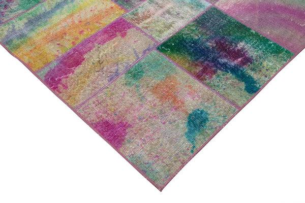 Kırk Yama Gri Patchwork Pamuk Yün El Dokuma Halısı 197x300 Agacan