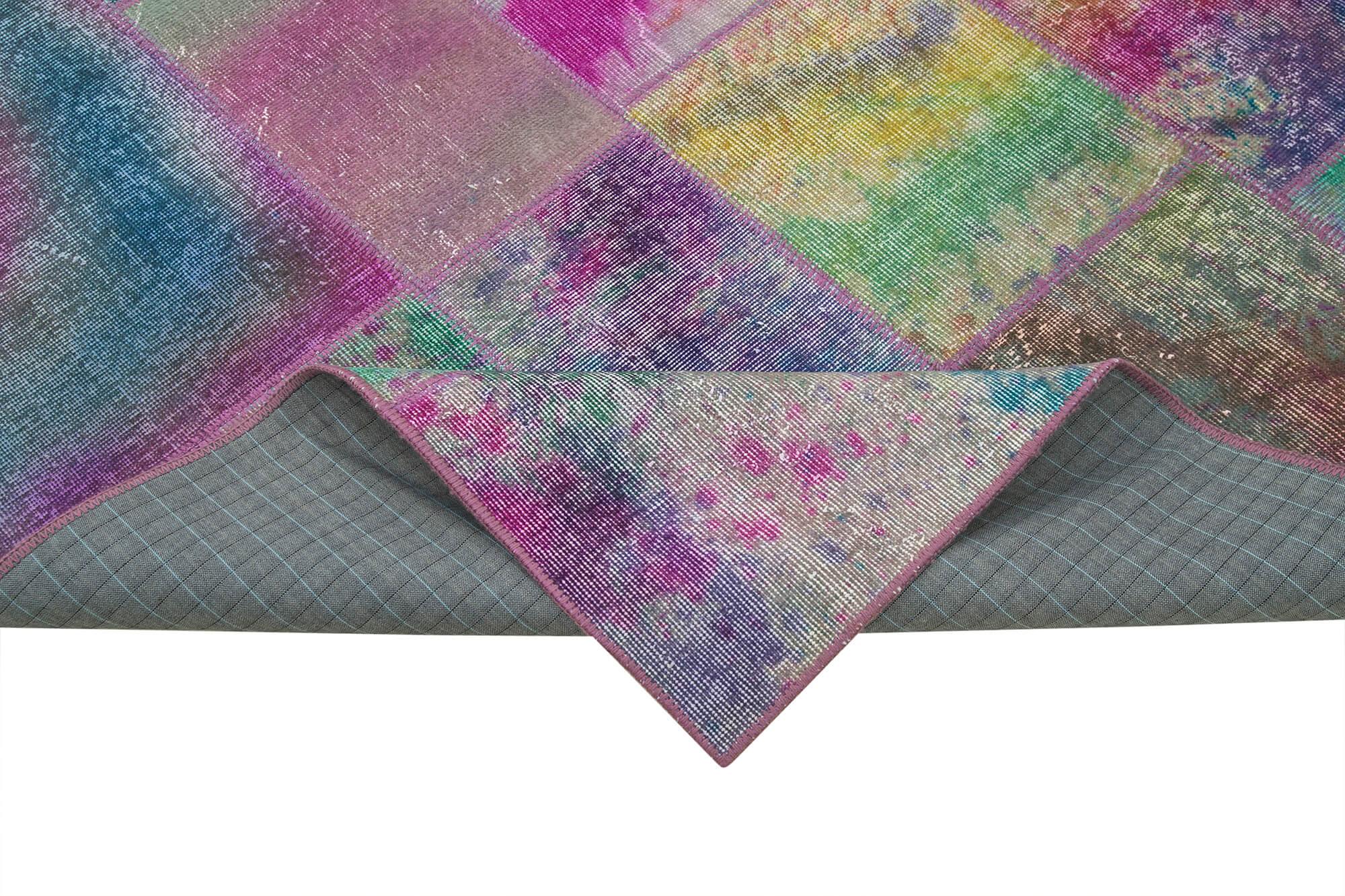 Kırk Yama Gri Patchwork Pamuk Yün El Dokuma Halısı 196x300 Agacan