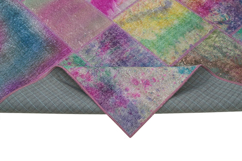 Kırk Yama Gri Patchwork Pamuk Yün El Dokuma Halısı 196x300 Agacan