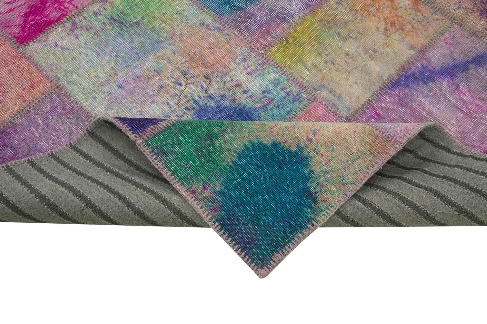 Kırk Yama Gri Patchwork Pamuk Yün El Dokuma Halısı 198x301 Agacan