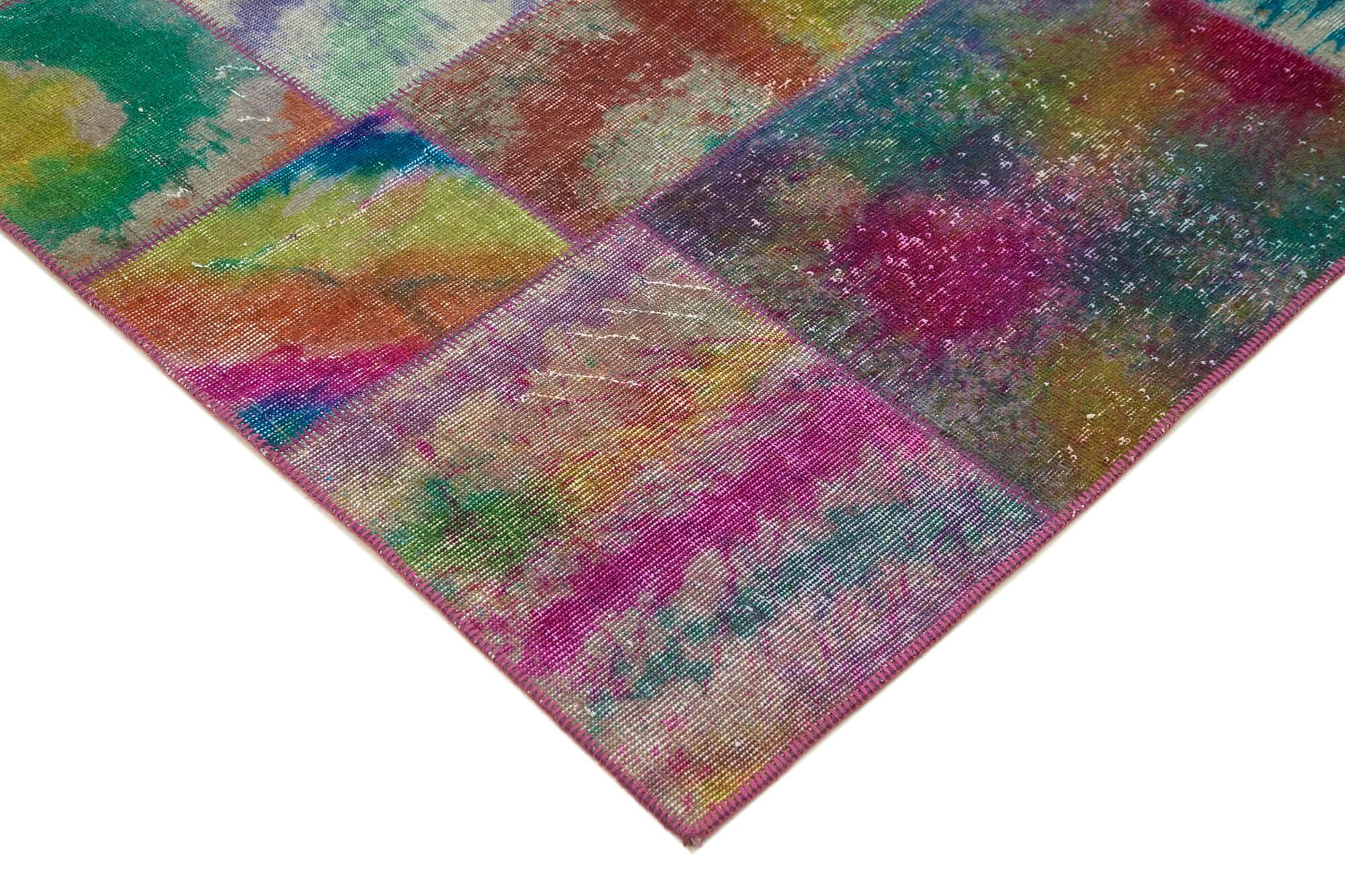 Kırk Yama Gri Patchwork Pamuk Yün El Dokuma Halısı 196x300 Agacan