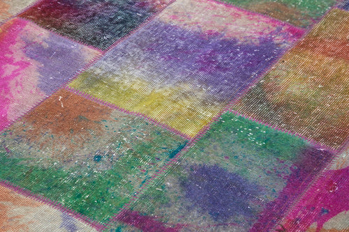 Kırk Yama Gri Patchwork Pamuk Yün El Dokuma Halısı 196x300 Agacan