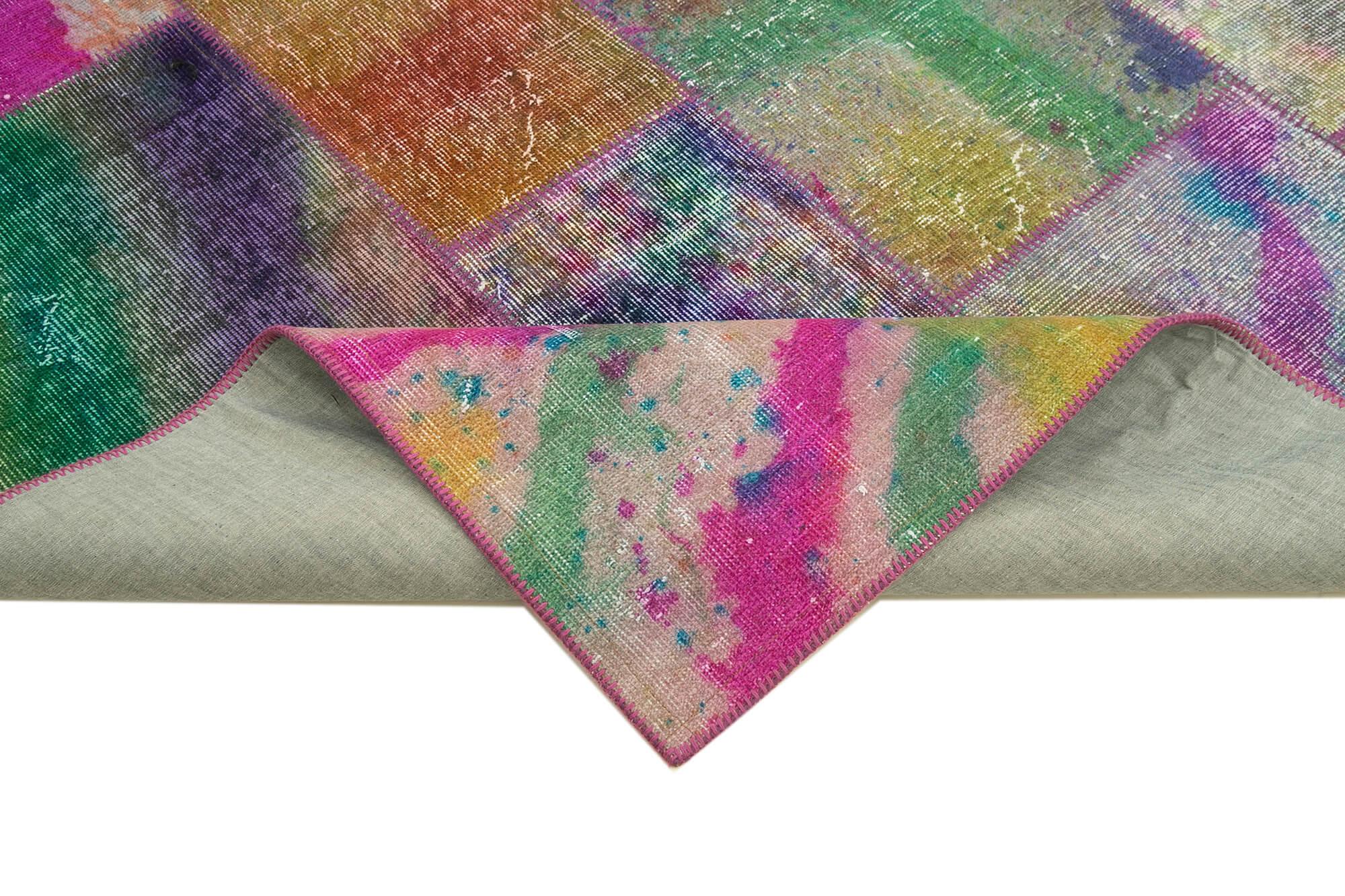 Kırk Yama Gri Patchwork Pamuk Yün El Dokuma Halısı 196x300 Agacan