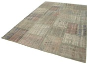 Kırk Yama Gri Patchwork Pamuk Yün El Dokuma Halısı 198x302 Agacan